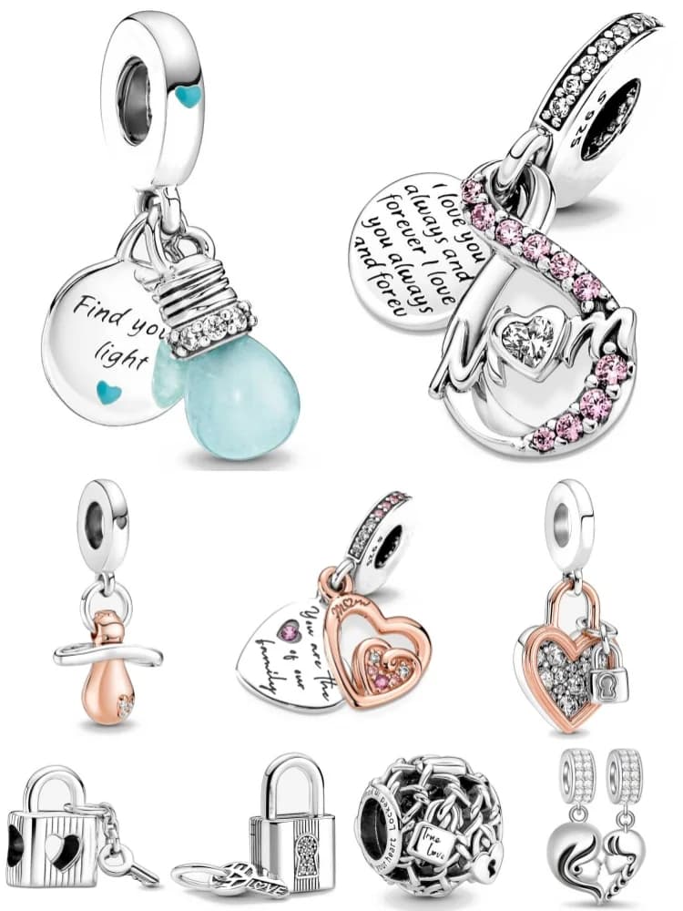 Ciondolo a forma di cuore con chiave in argento S925 di vendita caldo, adatto per gioielli squisiti fai da te con bracciale originale europeo