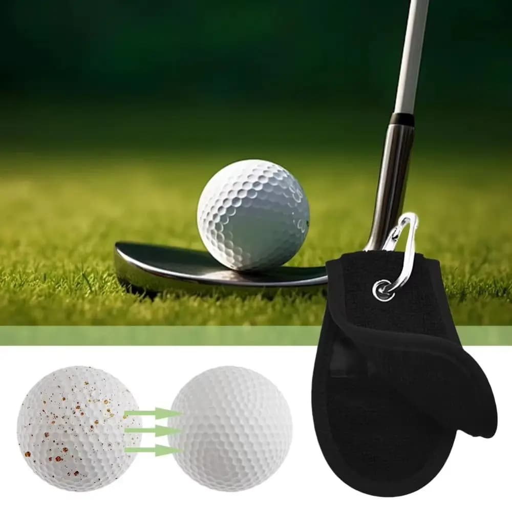 Ausili per l'allenamento Asciugamano per la pulizia delle palline da golf Pelle morbida Asciugamani asciutti super assorbenti Golfista Comodo strumenti per la pulizia del golf nero