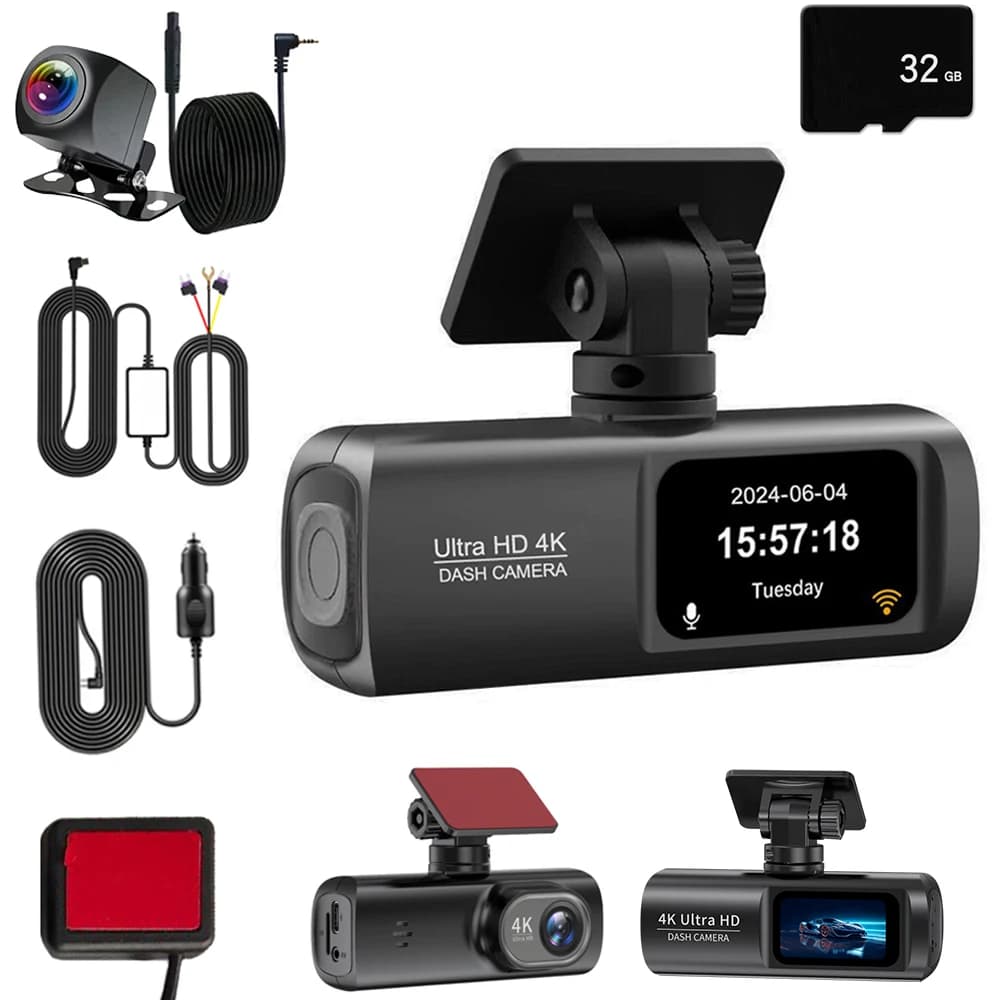 4K Dash Cam Dual Lens Driving Recorder Car DVR 1080P camera with built-in WiFi rear lens GPS 24 hour parking monitoring DVR