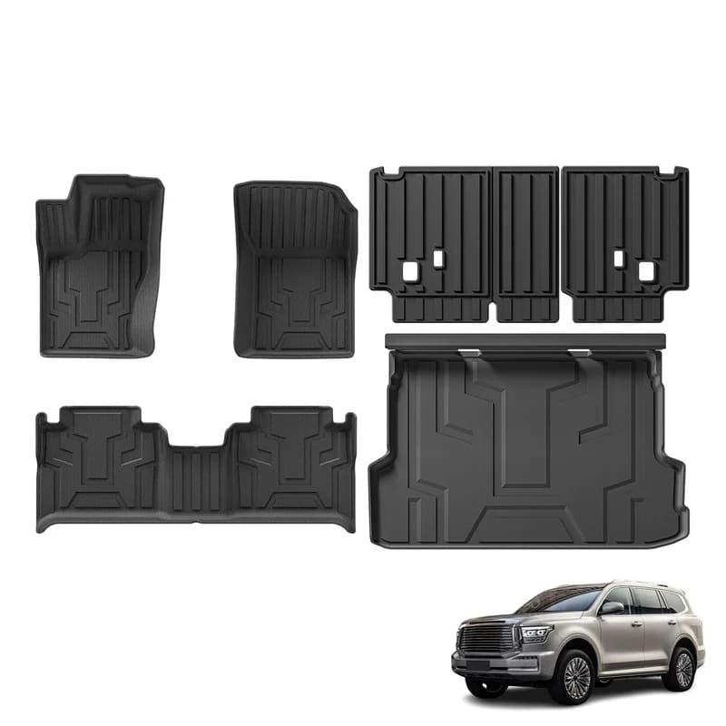Use for GWM Tank 500 2022‑2026 (5Seater Fuel Only) TPE 3D Car All -Weather Floor Mat Trunk Pad Accessories Black