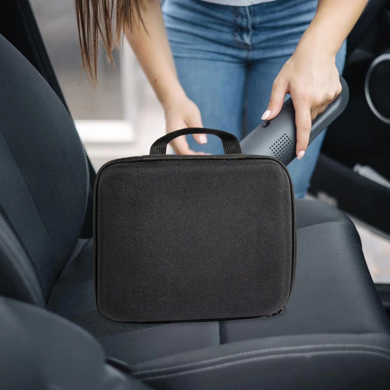 Borsa portaoggetti per aspirapolvere per auto nera con manico per tutti i tuoi essenziali EVA