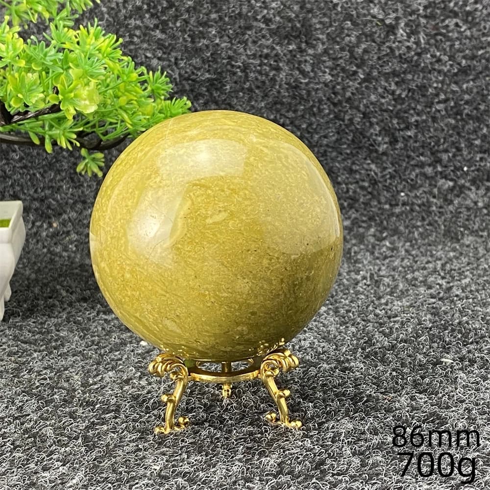 Green Opal Quartz Crystal Sphere Ball Natural Mineral Reiki Energy Home Room Decoration with Stand Gift