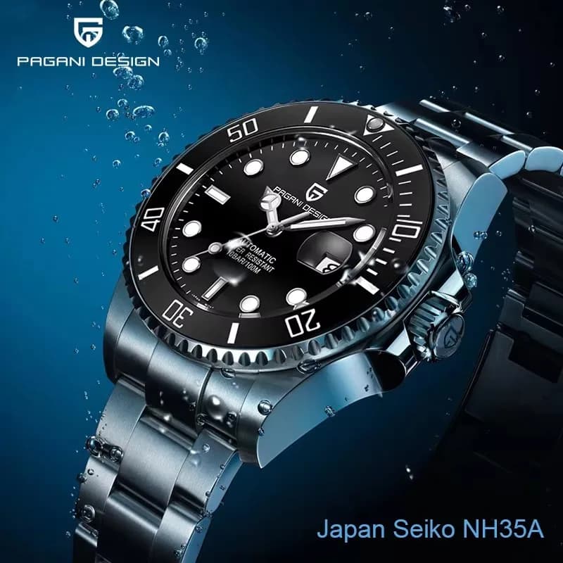 New PAGANI DESIGN 2026 Men's Diving Mechanical Watch, Automatic Luxury watch NH35 with AR Sapphire Glass, Waterproof and Bright