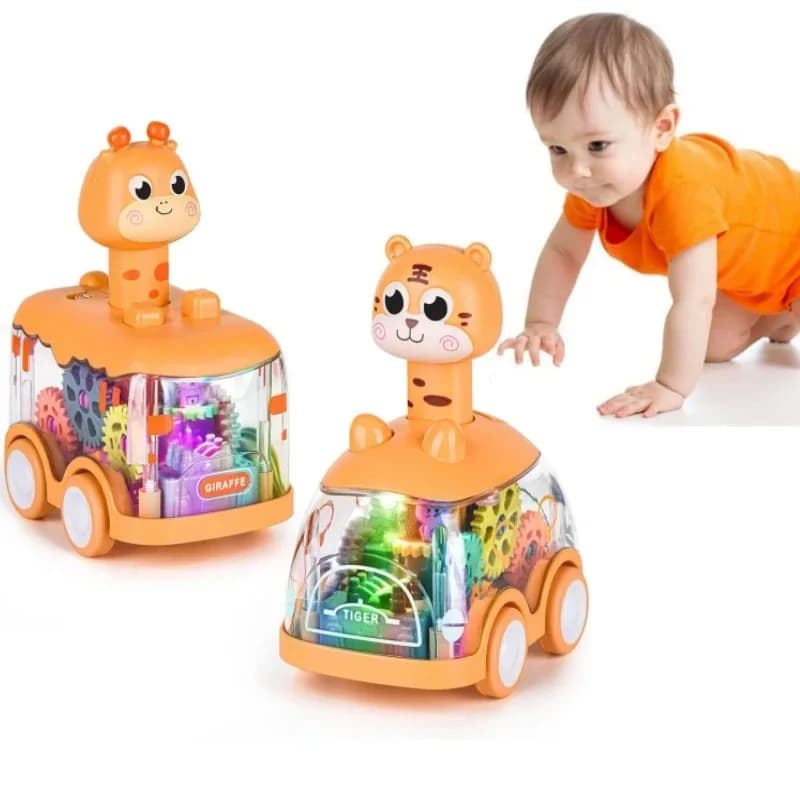Giocattolo per bambini Press and Go Gear Car Toy per i più piccoli 1 2 3 anni Giocattolo illuminato Auto inerziale Regali di compleanno per bambini Ragazzi e ragazze