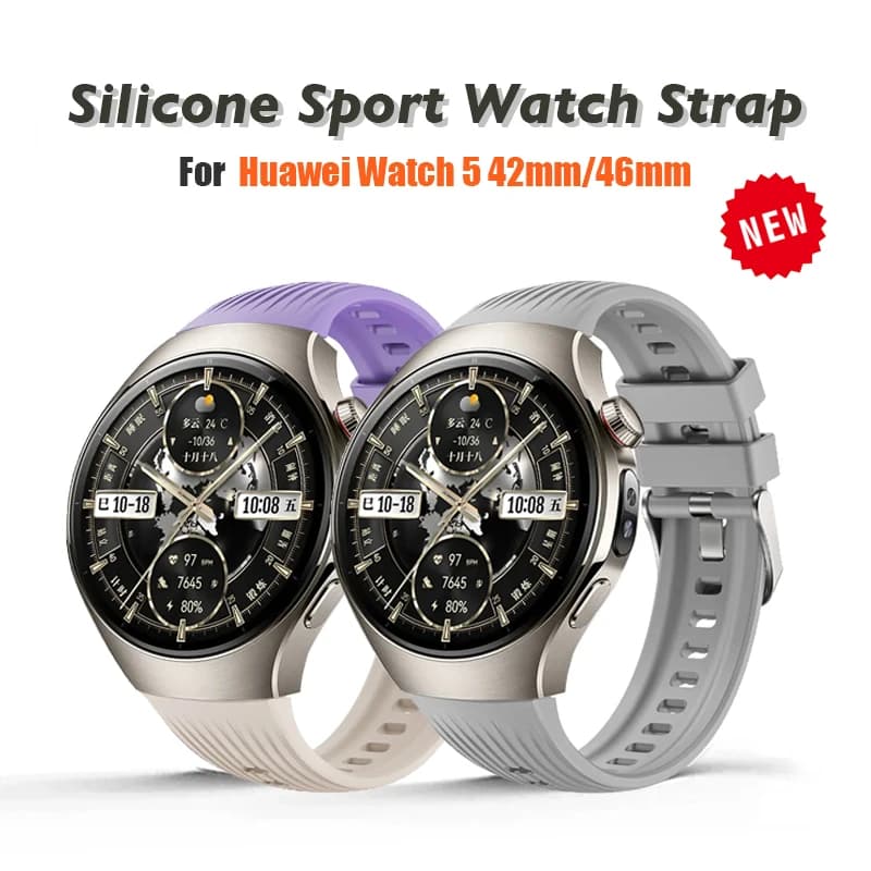 Cinturino sportivo in silicone per Huawei Watch 5 46mm 42mmCinturino in gomma morbida per Huawei Watch 5 Smart Watch Bracele Accessori