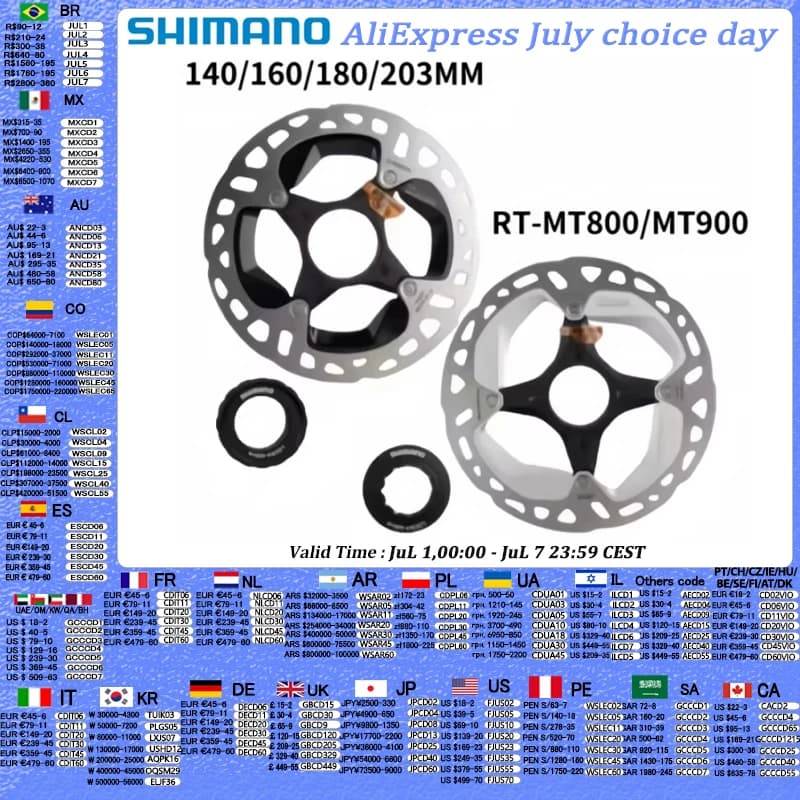 Shimano Center Lock Disc Rotore XTR RT MT900 DEORE XT SLX MT800 RT CL800 CL900 RT70 Hydraulico Dura Ace Rotore disco freno bicicletta