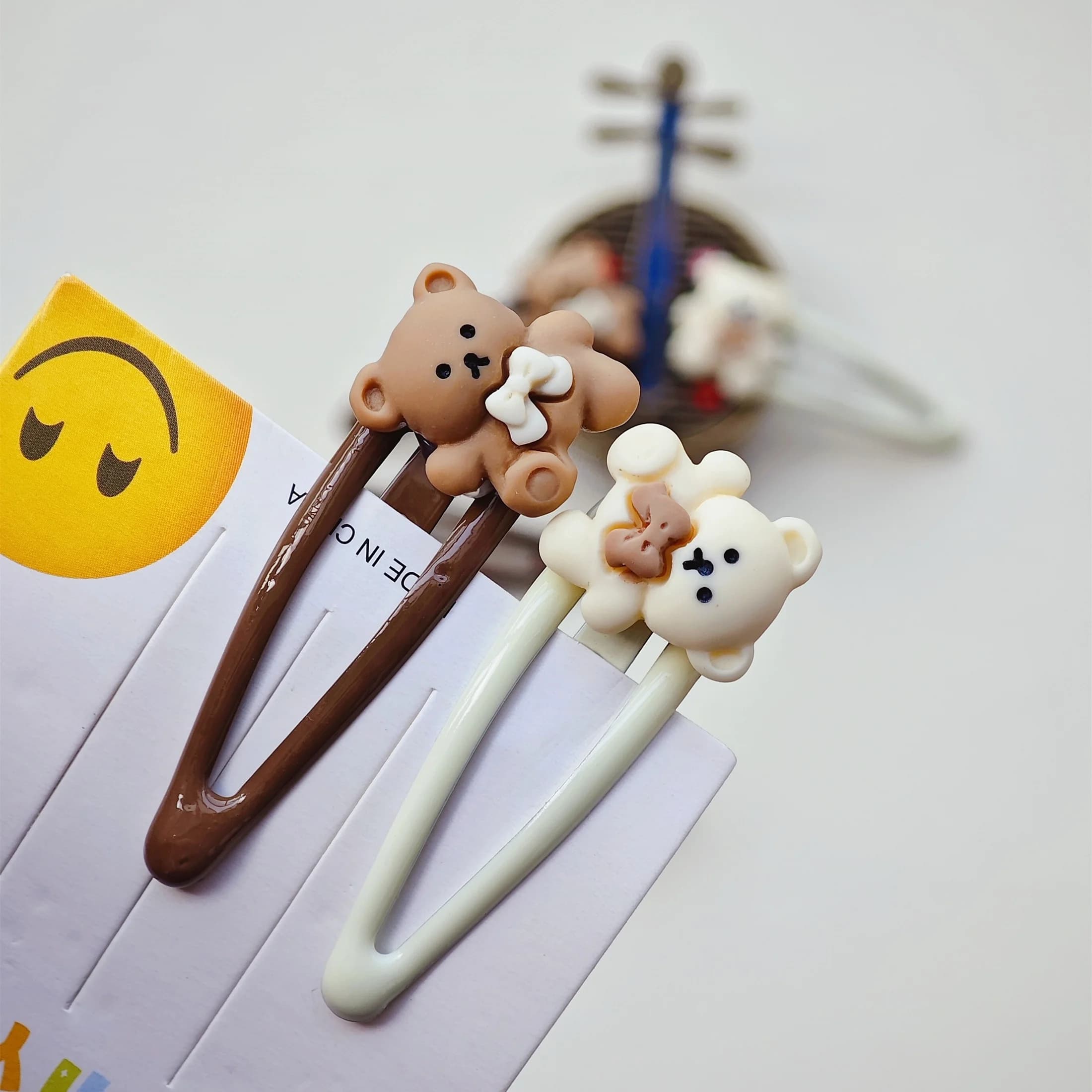 4 fermagli per capelli in resina con orsetto dei cartoni animati, fatti a mano, idea regalo creativa