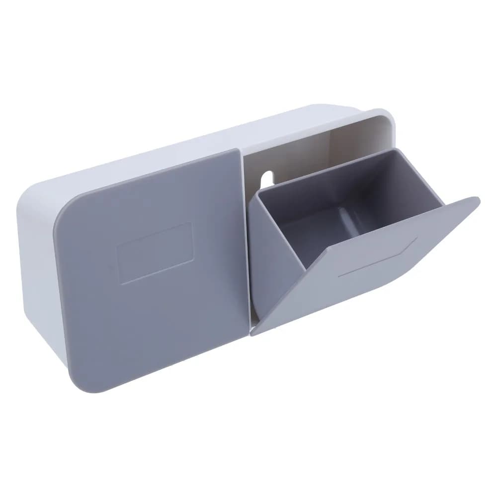 Organizer per Trucchi in Materiale HIPS con Coperchio Laterale Ribaltabile, Trasparente, per Camera da Letto, 20*11*6.2cm, Bianco Grigio/Rosa Viola
