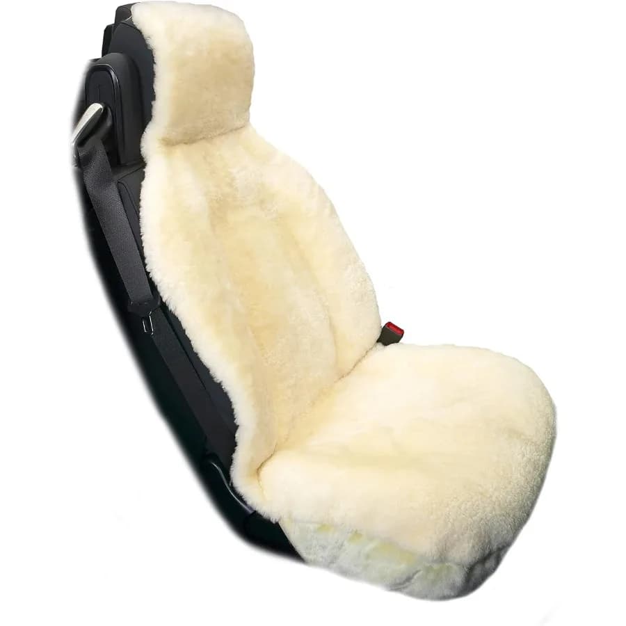 Coprisedile senza lati in vera pelle di pecora australiana per il comfort annuale in auto UltraDense Vera pelle di pecora con design imbottito e