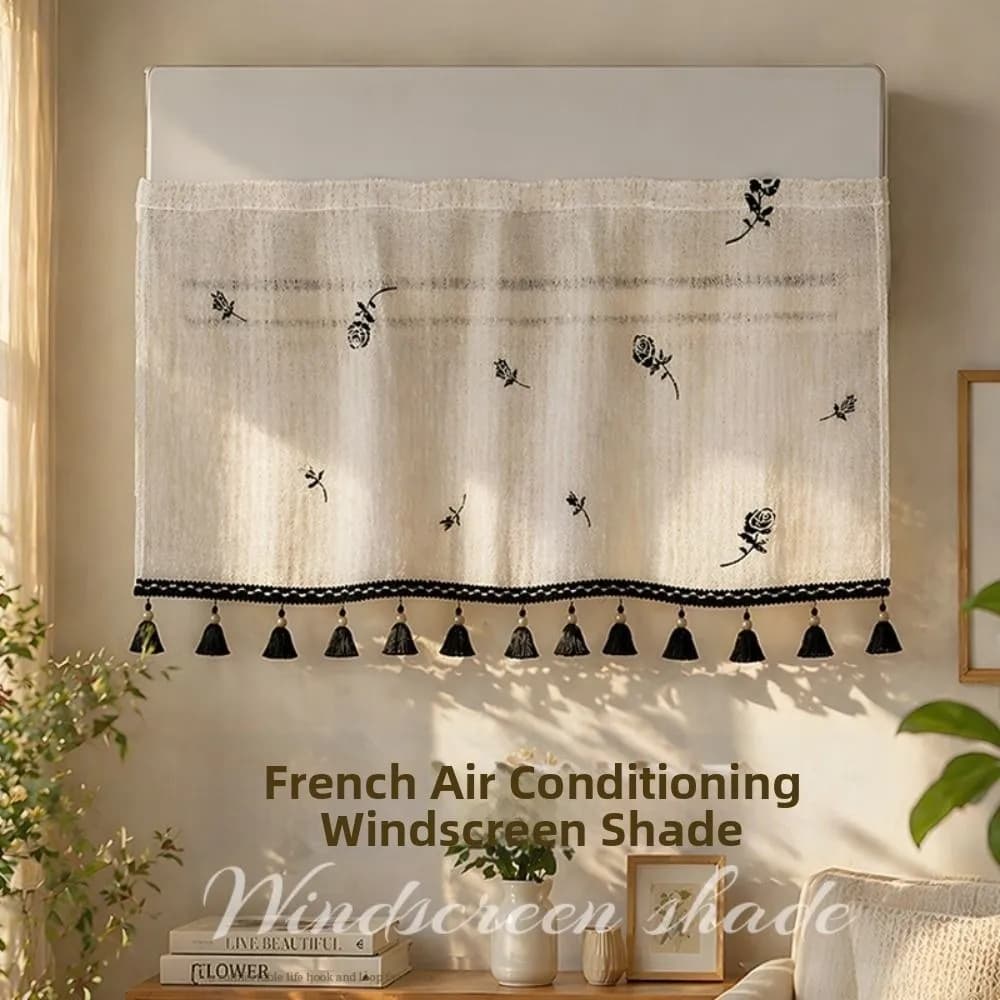 Removable Air Conditioner Windshield Curtain Washable With Tassels Cabinet Curtains AC Wind Deflector Cover Air Conditioner Use