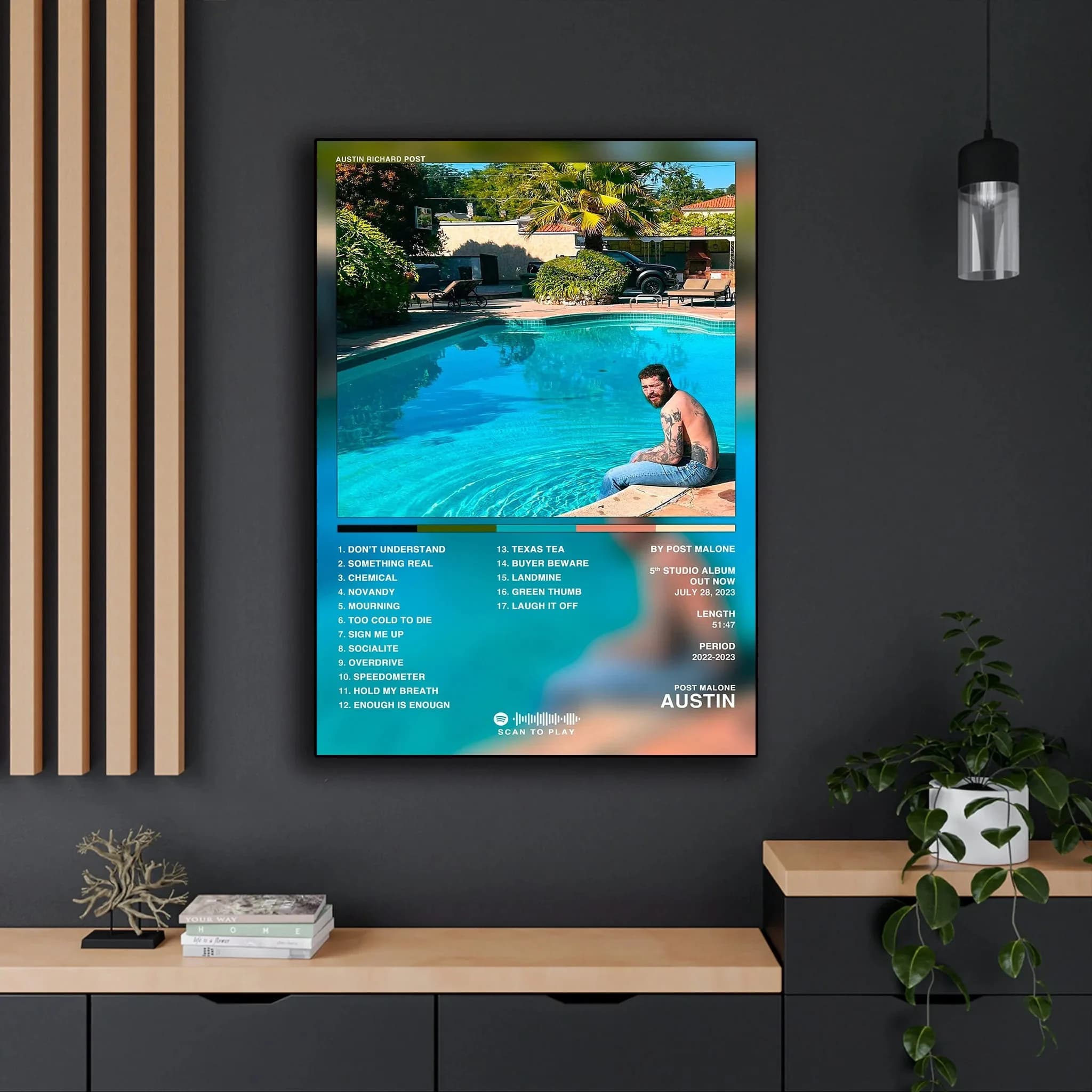 Post Malone poster Pop Rock Hip Hop Rapper Album musicale AUSTIN immagini estetiche per la stanza Canvas Painting Art Wall Home Decor