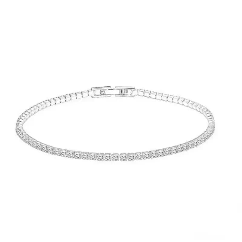 Bracciale in Argento Sterling 925 da 16CM a 19CM, Bracciale Tennis con Zirconia da 2.5MM, Regalo per Anniversario
