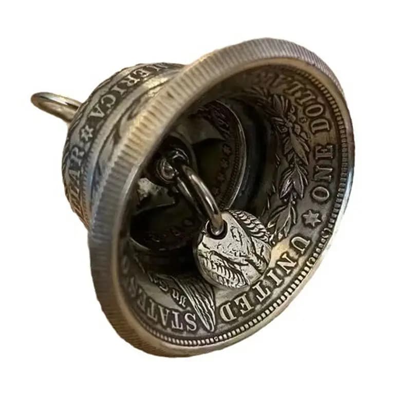 A67P-Morgan Silver Dollar Bell Home Decor Coin Craft Hangings Wall Hanging Decor Wind Chime