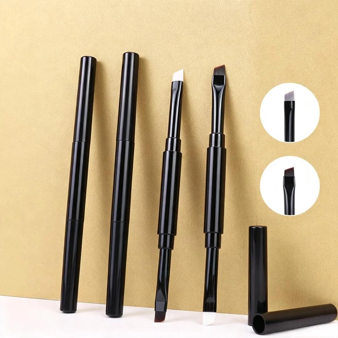 100Pcs Dual Ended Eyebrow Brush Portable Angled Brow Brush and Silicone Spoolie Tool for Brow Powder, Pomade, Gel and Eyeliner