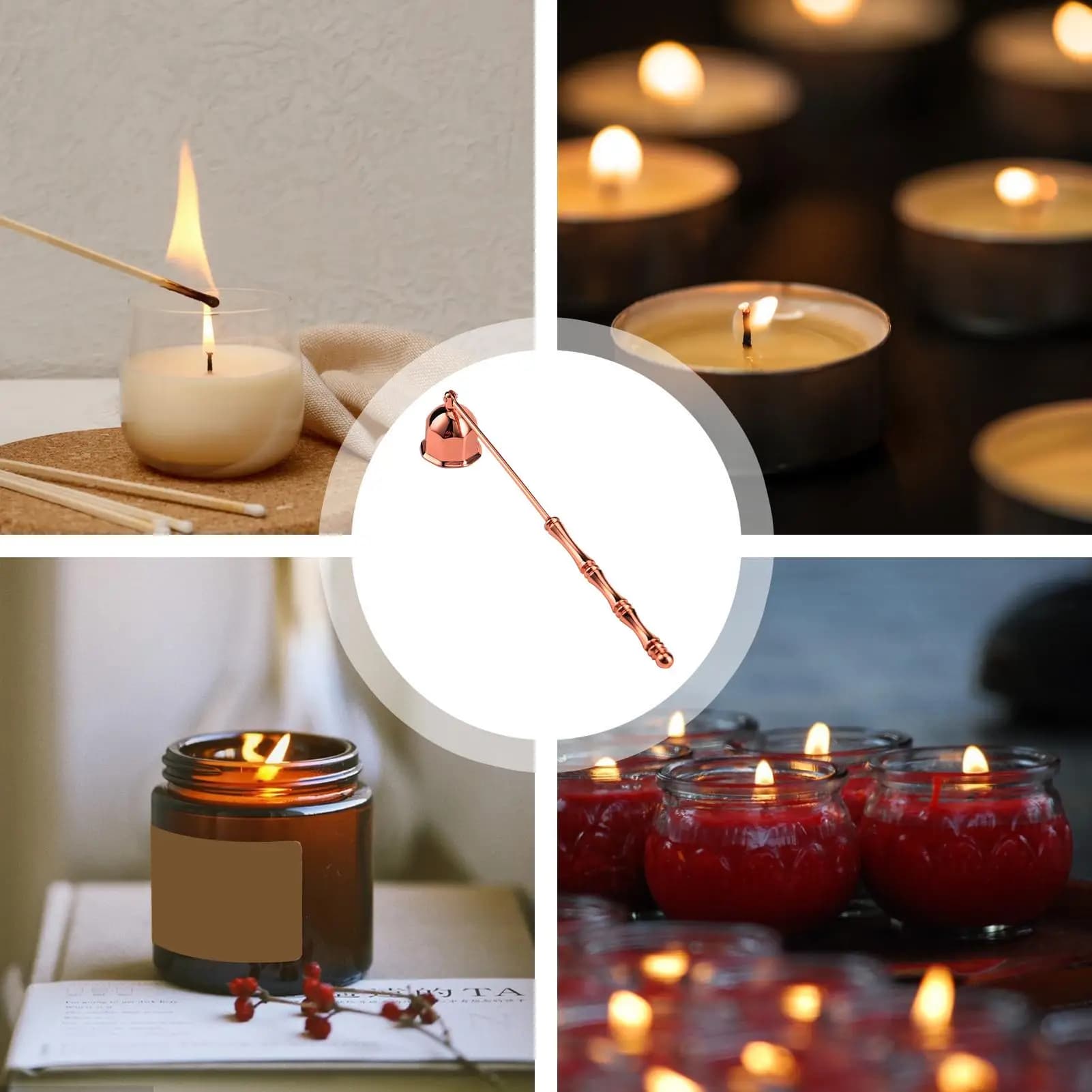 Spegnitore per Candele in Acciaio Inossidabile con Manico Lungo, Accessorio per Spegnere le Fiamme delle Stoppine