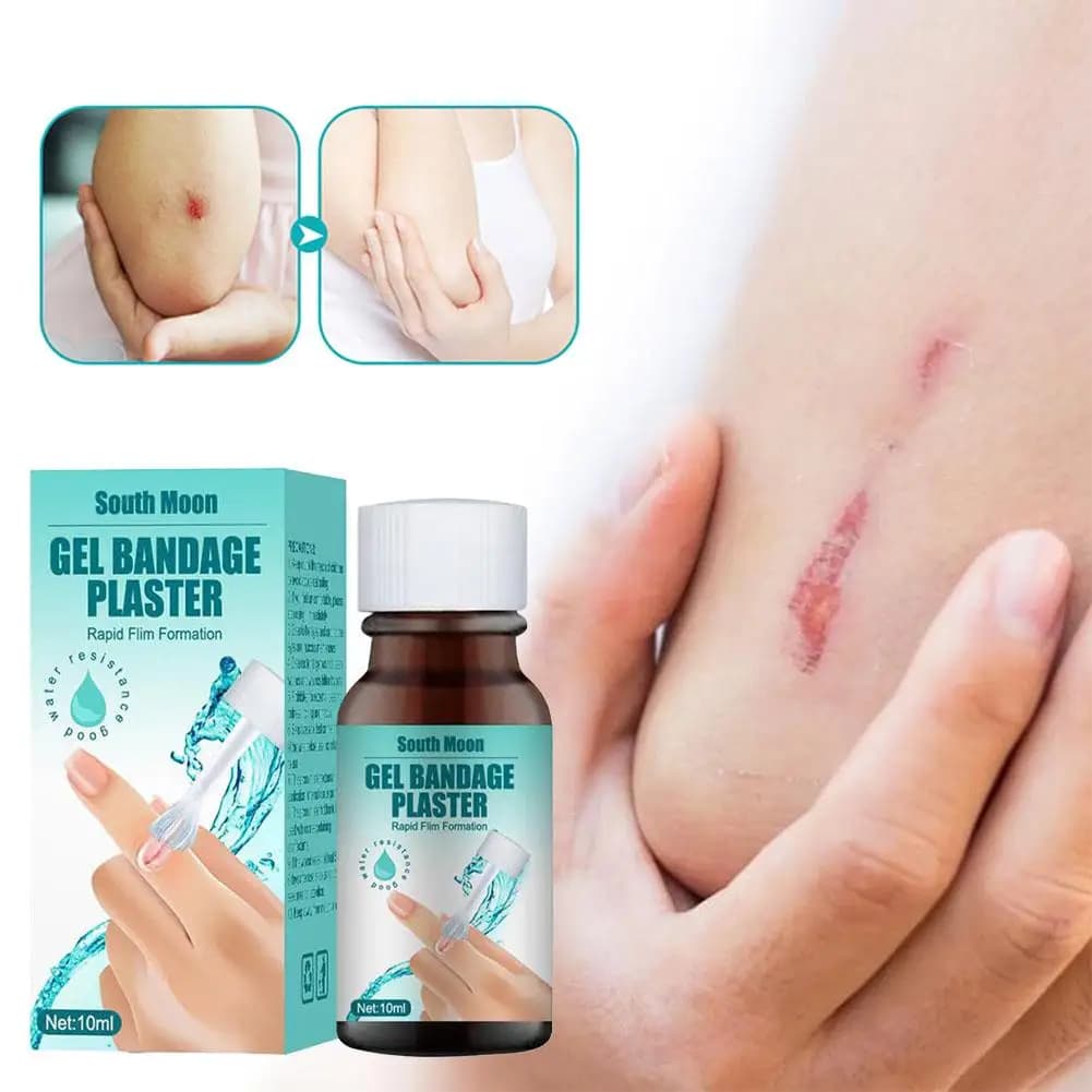 Gel Cicatrizzante Liquido Impermeabile da 10ml, Cerotto Adesivo Disinfettante, Gel per Guarigione Rapida delle Ferite, Bendaggio Liquido Emostatico
