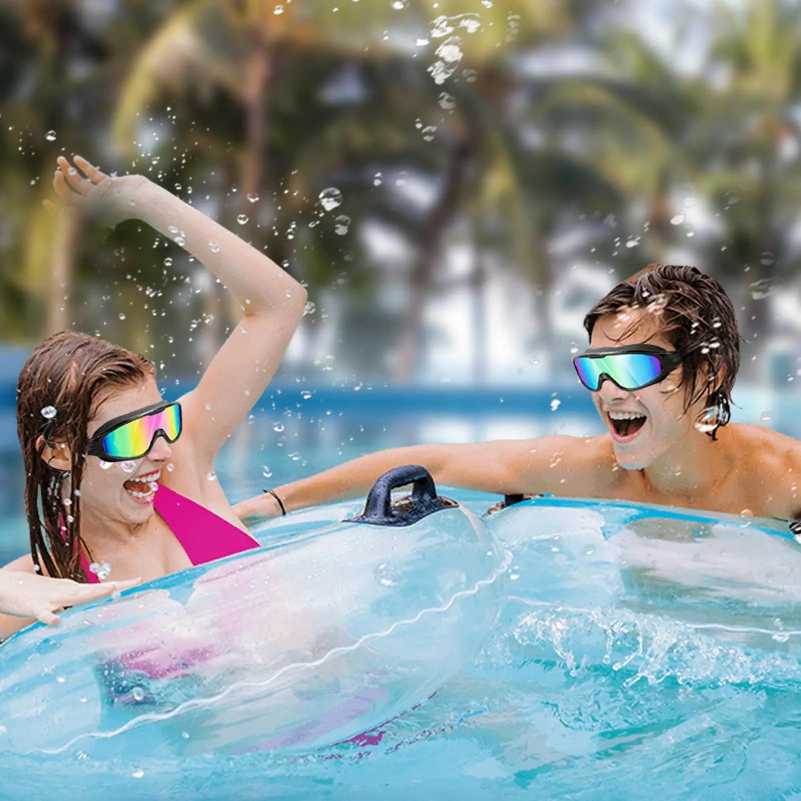Adult Electrolytic Swimwear UV Protection High Definition Waterproof Swimwear with Large Frame with Adult Ear Caps