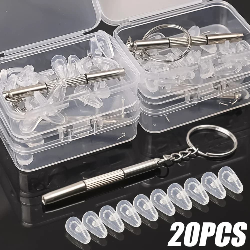 Eyeglasses Nose Pads with Screwdriver DIY Soft Silicone Air Chamber Glasses Replacement Repair Tools Anti-slip Nose Pad Screw Silicone Nose Pads for Glasses Pads Nose Pads Tornillos Para Gafas Glasses Nose Pads