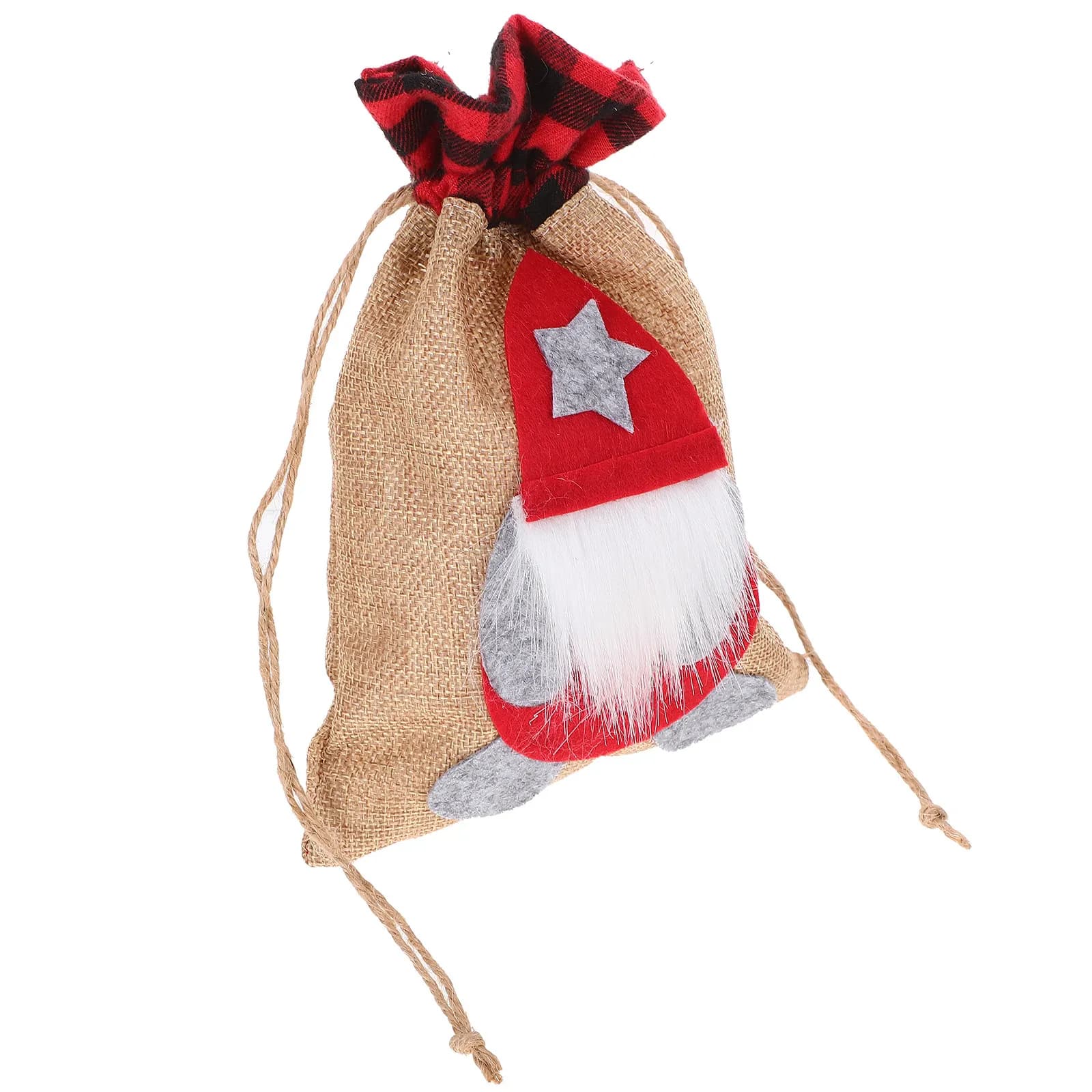 Sacchetto Regalo Natalizio con Cordoncino, Borsa Riutilizzabile per Caramelle e Regali con Gnomi Cartoon, Sacchetto per Dolcetti Natalizi