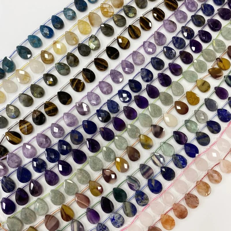 13x18mm Sfaccettato a goccia Cristallo naturale Apatite Blu Lapis Quarzo rosa Ametista Perline Sparse Fai da Te per Collana Orecchini Pendenti