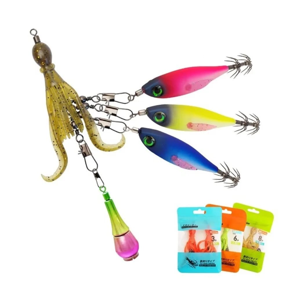 2pcs Silicone Material Silicone Octopus Bait Bearing Rolling Pin Set Squid Jig Hook Solid Ring Rolling Swivel Fishing