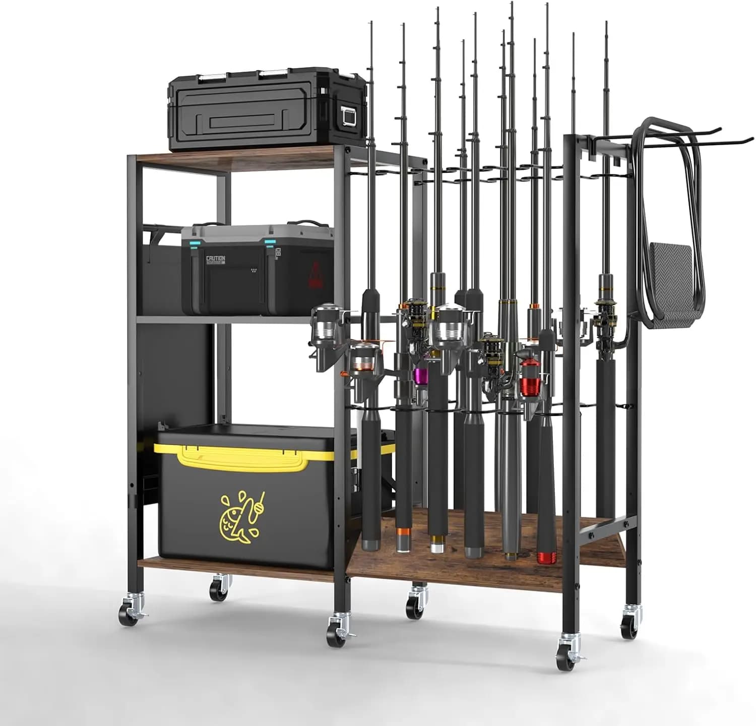 Fishing Gate for Garage, Contains 12 Canes up to 1.57 Inches of Diameter, Organizer Fittable