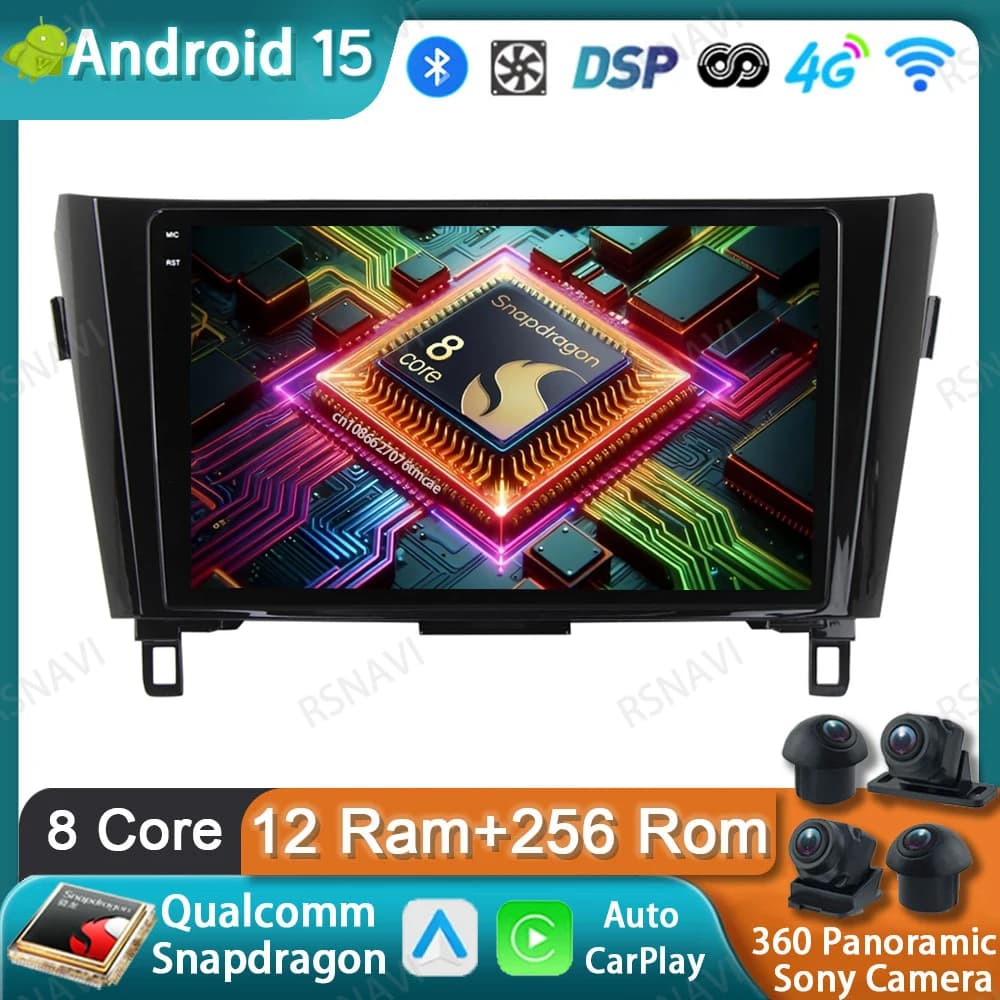 Autoradio Android 15 Per Nissan X-Trail Qashqai 2 J1T32 Qashqai J10 J11 2014 2015 2016 2017 2018 2019 Multimedia DSP 4G LTE DVD