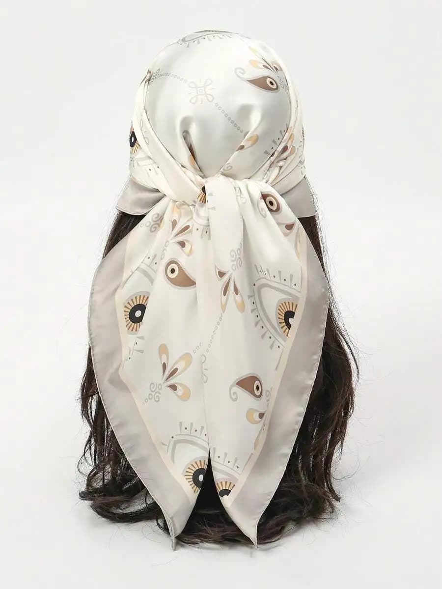 1pc Simple Printed 90cm Square Scarf, New Spring Bandana For Women, Versatile Waist Belt, Headband, Headwrap, Fashion Neckerchie