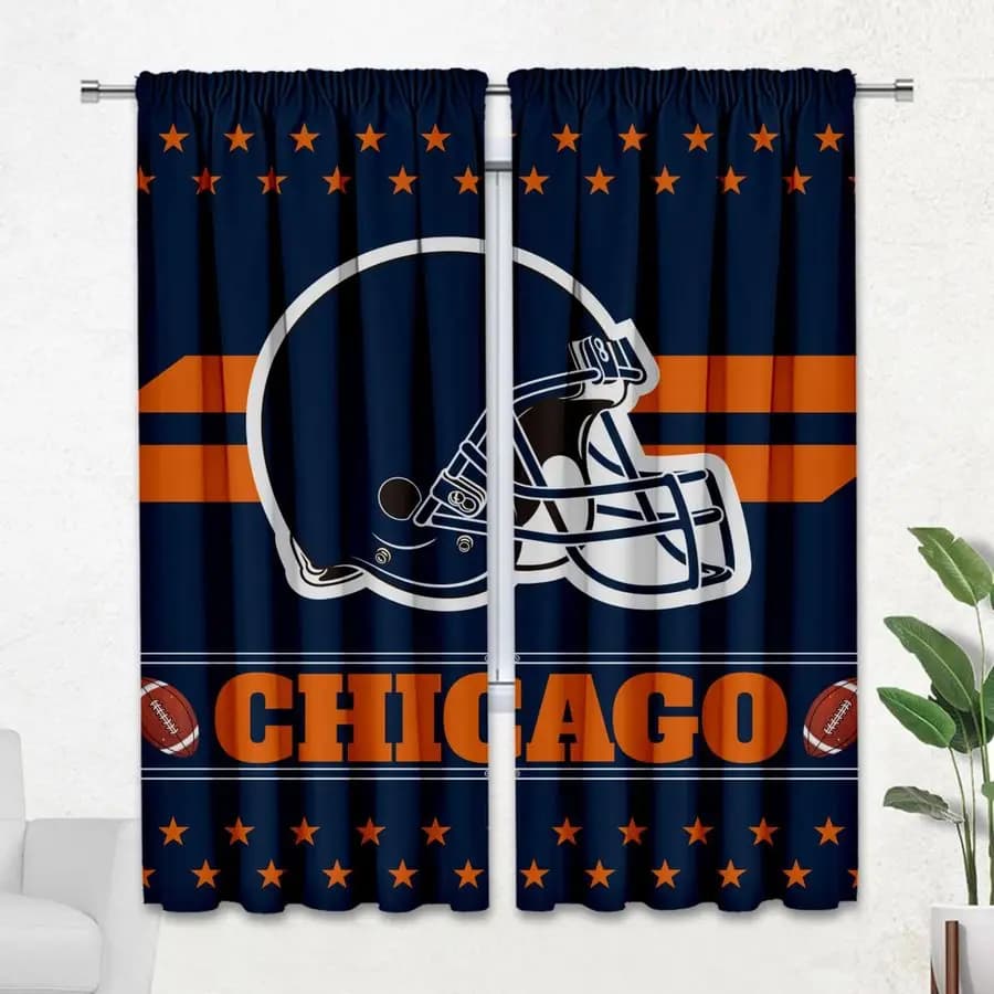 Tende Oscuranti a Tema Football Chicago per Camera da Letto, Man Cave e Arredamento Stanza Chicago, 72 L x 84 A