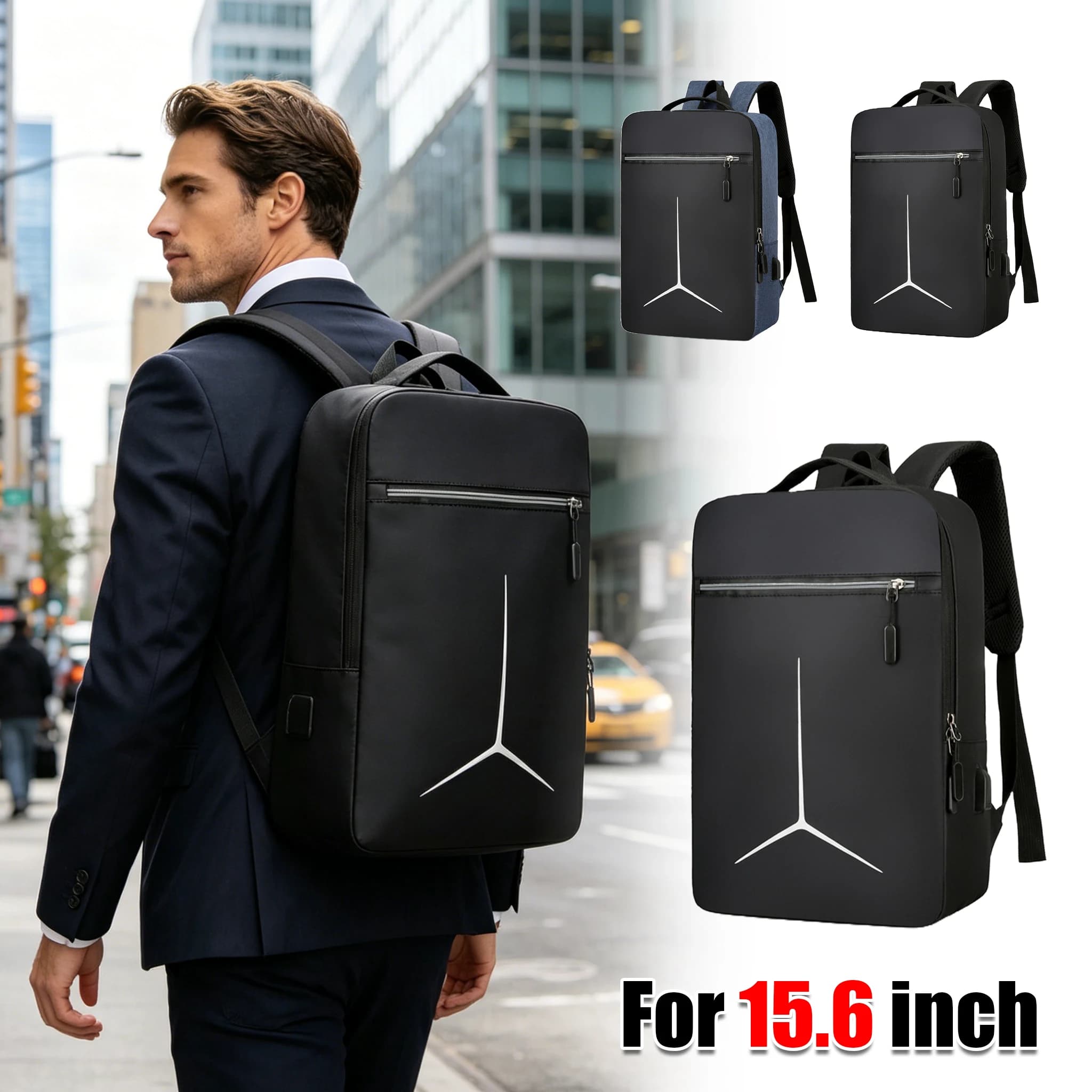 Zaino Antifurto USB Impermeabile in EVA Rigido per Laptop, da Viaggio e Moto, per Uomo, alla Moda