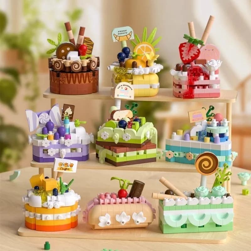 Nuovo Modello Ornamentale Serie Pasticceria e Torte, Giocattolo di Costruzione con Mini Blocchi di Particelle