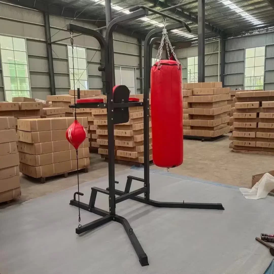Rack Multifunzionale da Palestra per Casa con Supporto per Sacco da Boxe e Torre per Esercizi con Dip Station