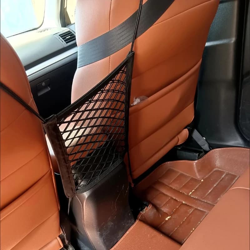 Nuovo nero organizzatore per auto sedile posteriore portaoggetti borsa a rete elastica per auto tra borsa portapacchi tasca per auto 30 * 25 cm