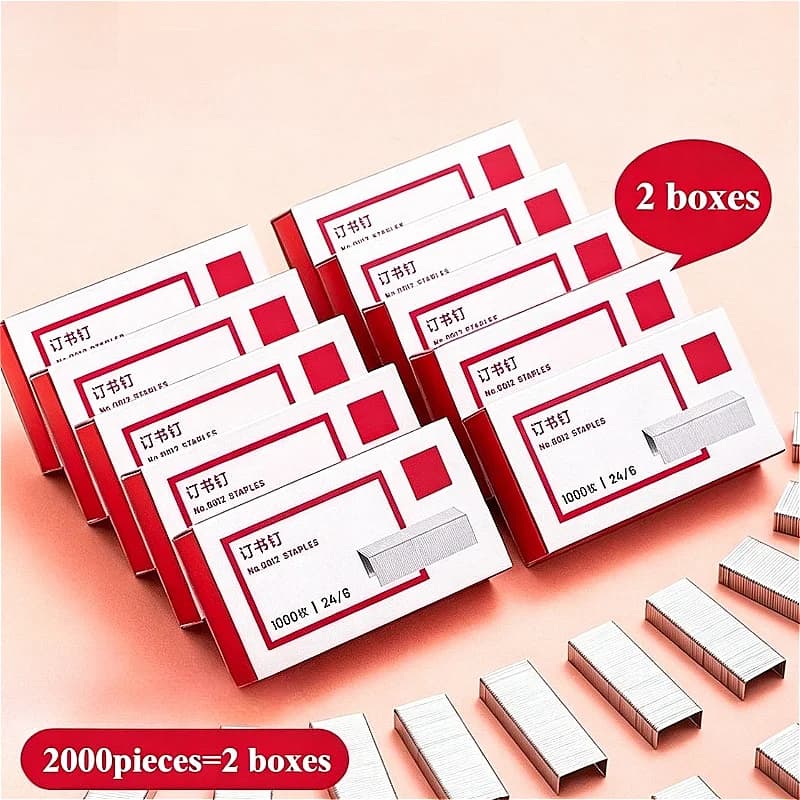 Confezione da 2 Scatole di Graffette, 2000 Pezzi Totali, Forniture per Scuola e Ufficio, Cancelleria per Studenti, Graffette 24/6, Strumento per Ufficio e Business, 1000 Pezzi per Scatola