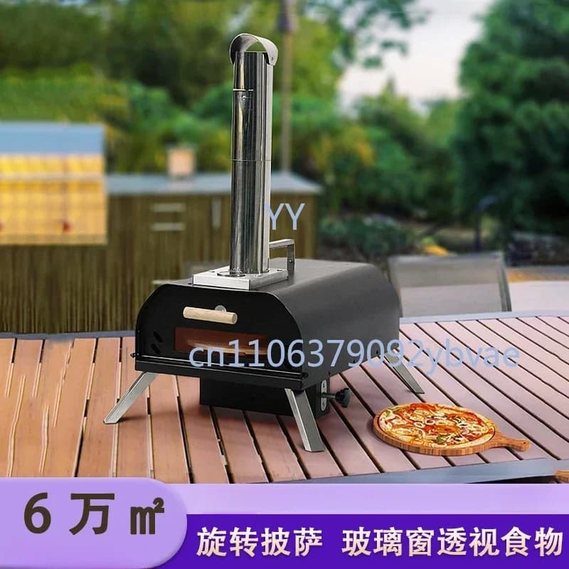 Forno per Pizza Portatile a Pellet di Legno con Base Girevole, Forno per Pizza Pieghevole da Esterno