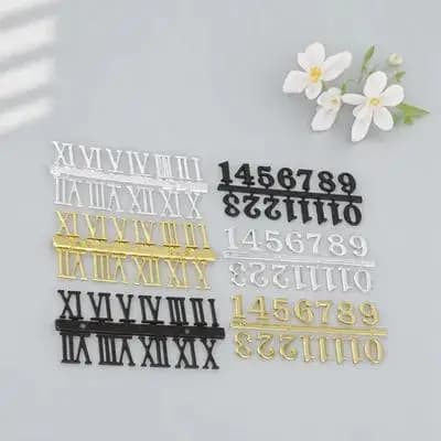 6Pcs Wall Clock Numerals Easy Install Clock Replacement Arabic Roman Numbers DIY Digital Replacement Accessories Black Gold