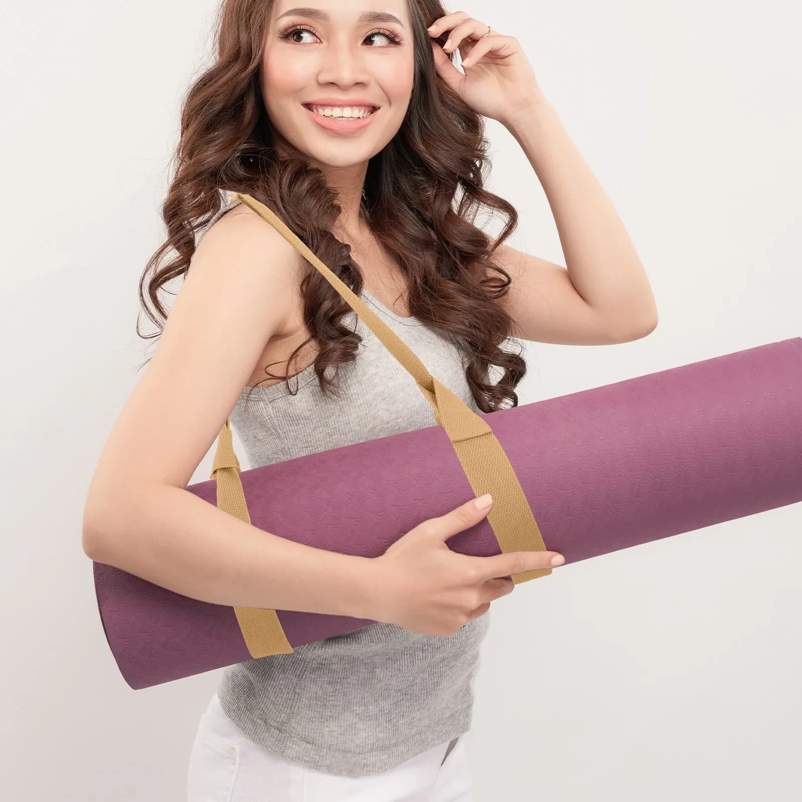 Set di 4 Cinghie Portatili per Yoga con Chiusura Regolabile per Tutte le Dimensioni di Tappetini Yoga, Texture Confortevole e Resistente all'Usura
