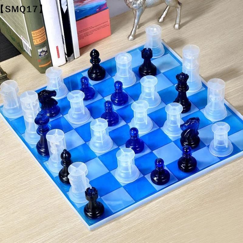 Resin Chess Set Mold With Chess Board Silicone Resin Molds 3D Silicone Chess Resin Mold For DIY Crafts Making Birthday Gift【SMQ】