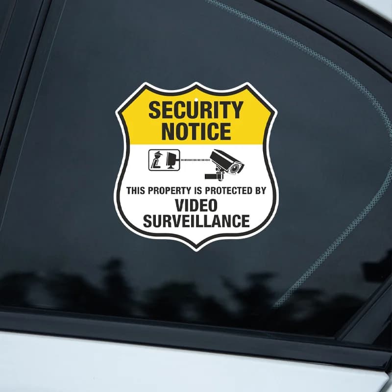 1Pc Surveillance Notice Vinyl Decals, Waterproof, UV Resistant, Easy Apply No Residue, for Helmet, Car Window, Scooter, Bike