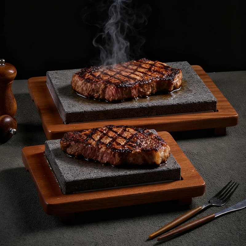 Volcanic stone plate, barbecue meat cutter, stone rectangular dish for restaurants and domestic use