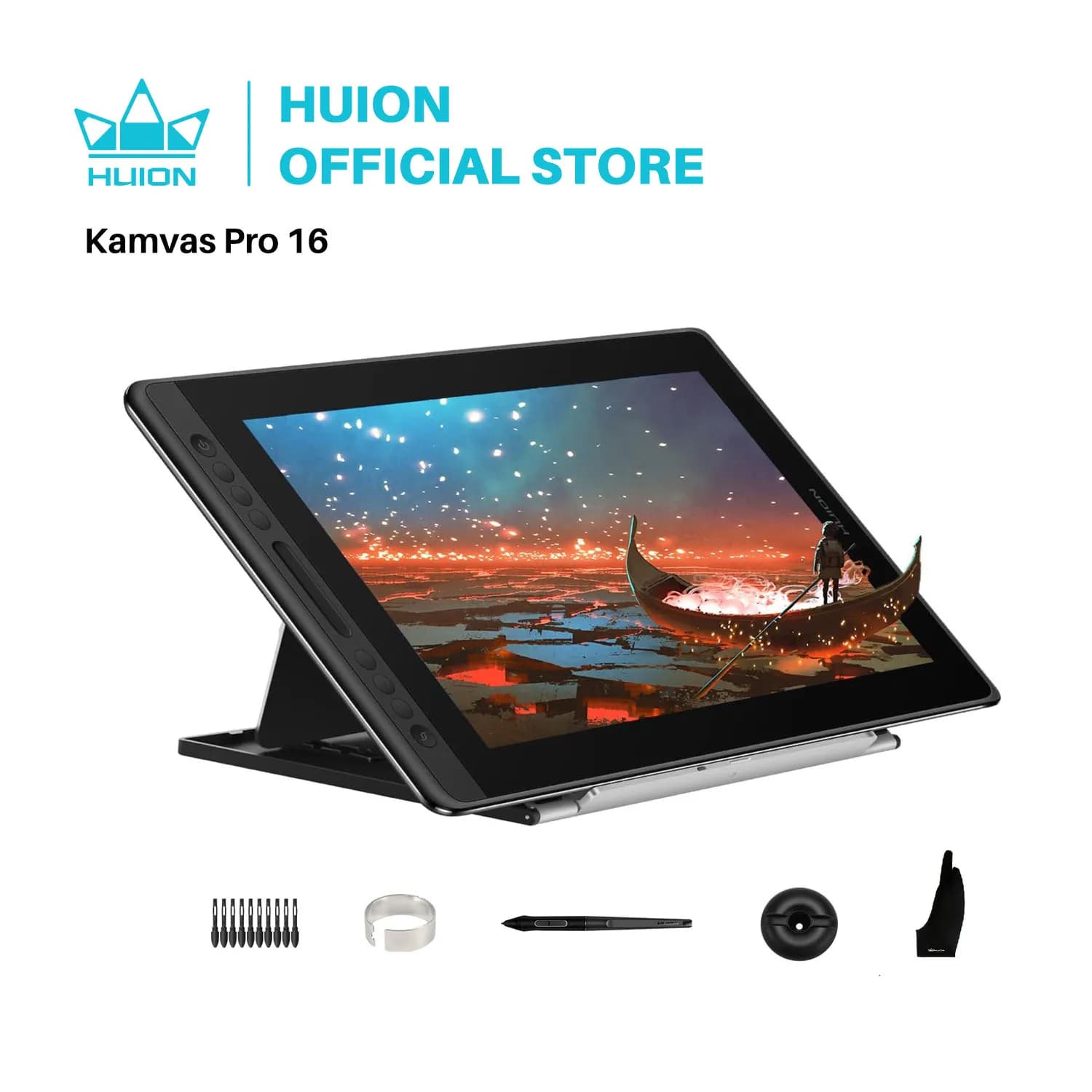 Huion Kamvas Pro 16 Tavoletta grafica digitale da 15,6 pollici 120% sRGB Monitor con display a penna con funzione di inclinazione