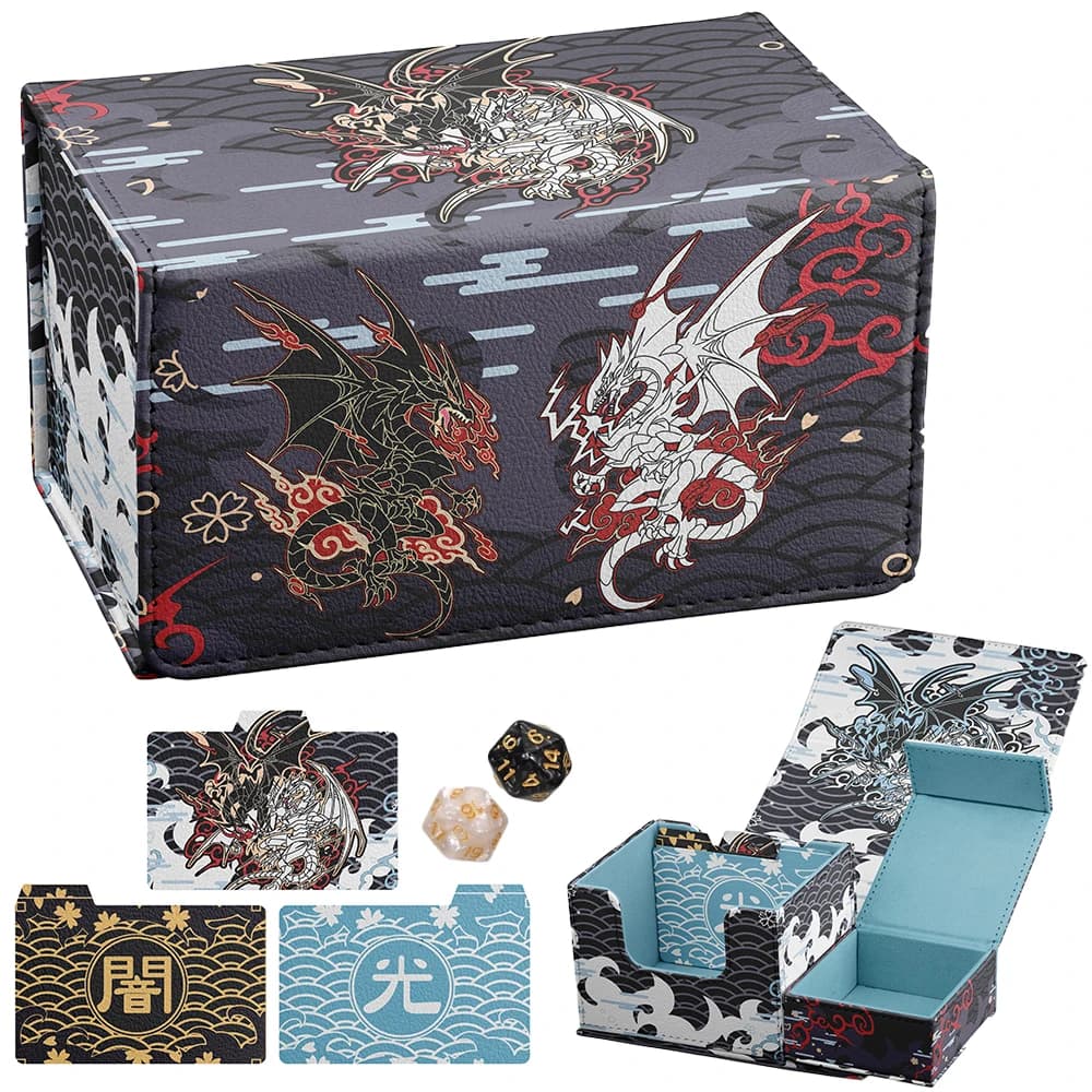 Yu-Gi-Oh! Double Dragon Duel PTCG TCG DIY Large Capacity Leather Card Box Thickened Anime Game Collection Card Storage Box
