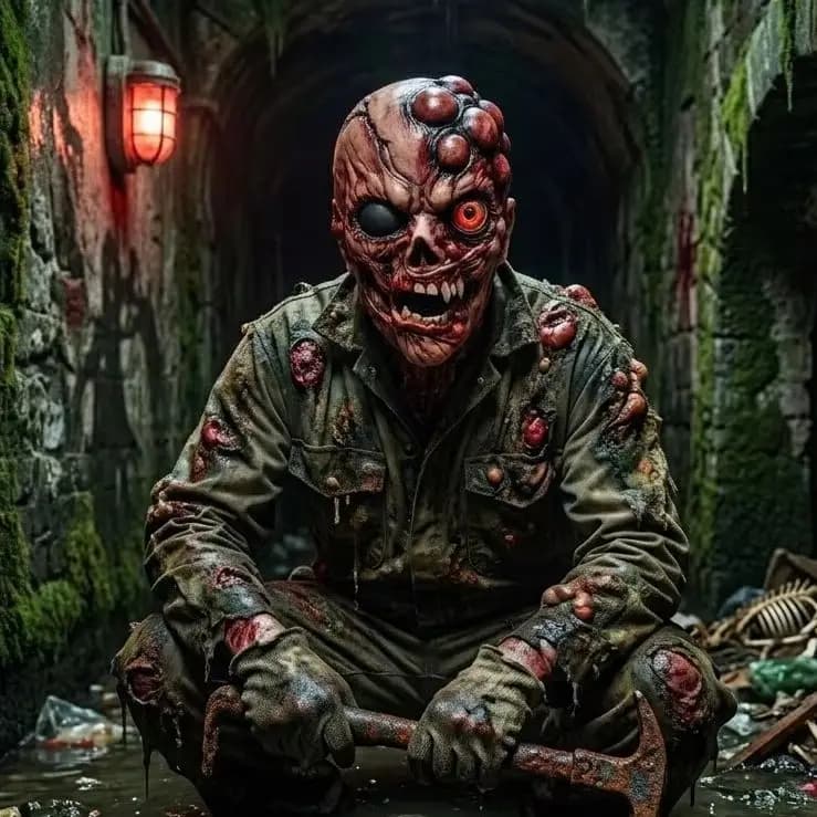 Maschera in Latex di Halloween, Zombie Mutante, Mostro delle Fogne, Accessorio per Cosplay Horror, Copricapo Demone Ghoul per Adulti, Festa di Carnevale