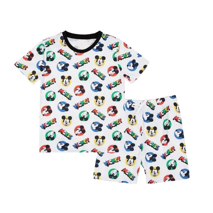 Pigiama estivo casual a maniche corte per bambini M-i-ckey, completo da cartone animato per bambine, pigiama con t-shirt e pantaloncini.