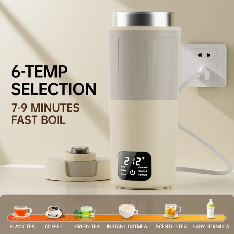 Travel Electric Kettle Portable Small Mini Tea Coffee Kettle Water Boiler, Water Heater Steel & Auto Shut-Off & Boil Dry Protect