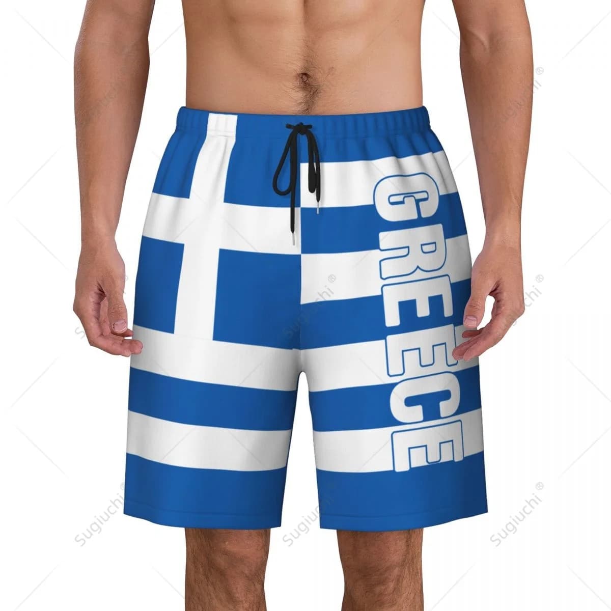 Pantaloni da spiaggia da uomo con bandiera della Grecia, pantaloncini da surf, ragazzi, calcio, ciclismo, costumi da bagno, corsa, poliestere