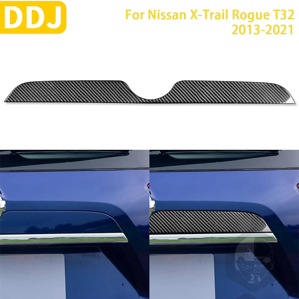 Per Nissan X-Trail Rogue T32 2013-2021 accessori interni in fibra di carbonio Car Trunk Panel Trim Sticker Decoration