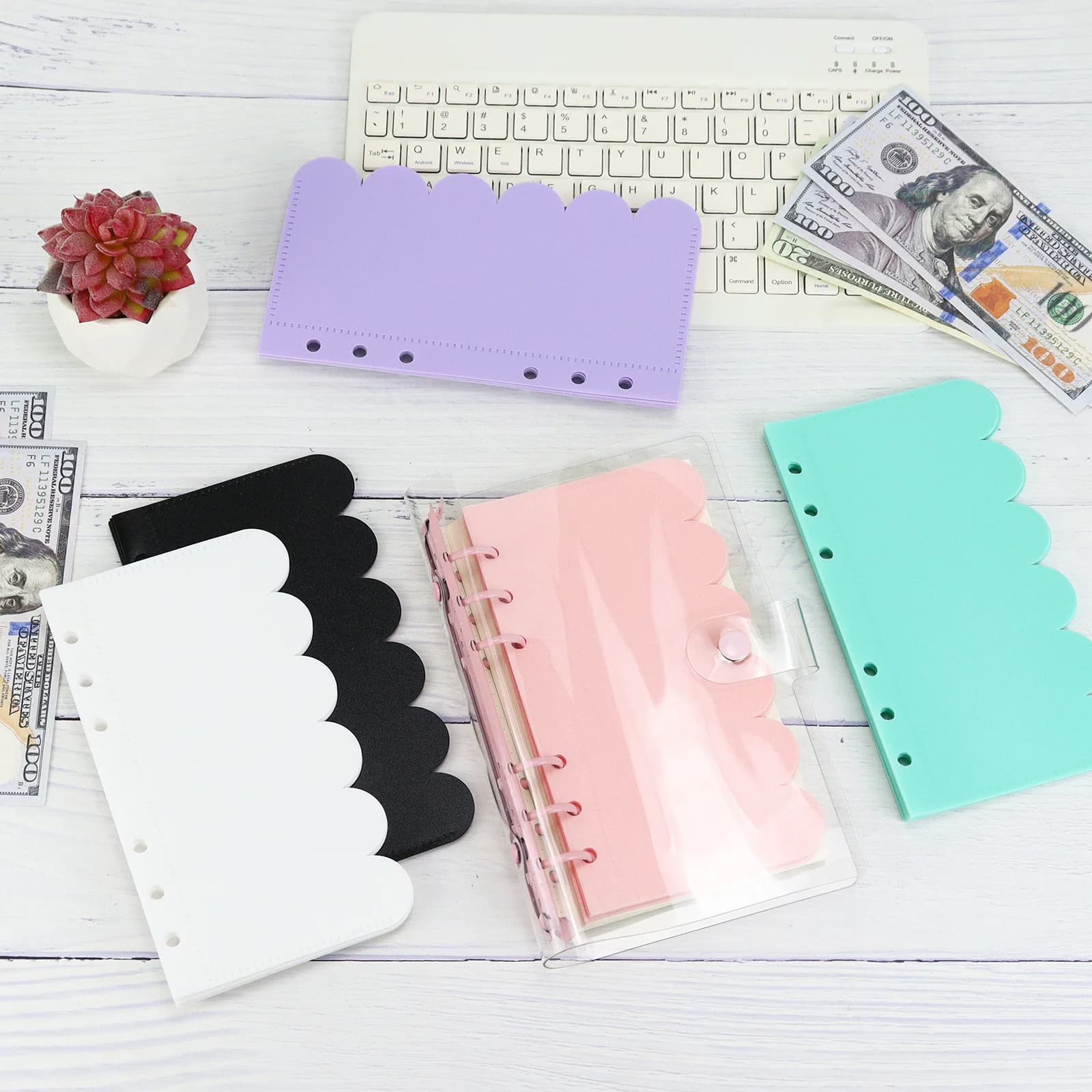 Cartelle raccoglitore con tasche a petalo colorate A6 per pagina divisoria per notebook Borsa per archiviazione documenti con foglie in PP impermeabile