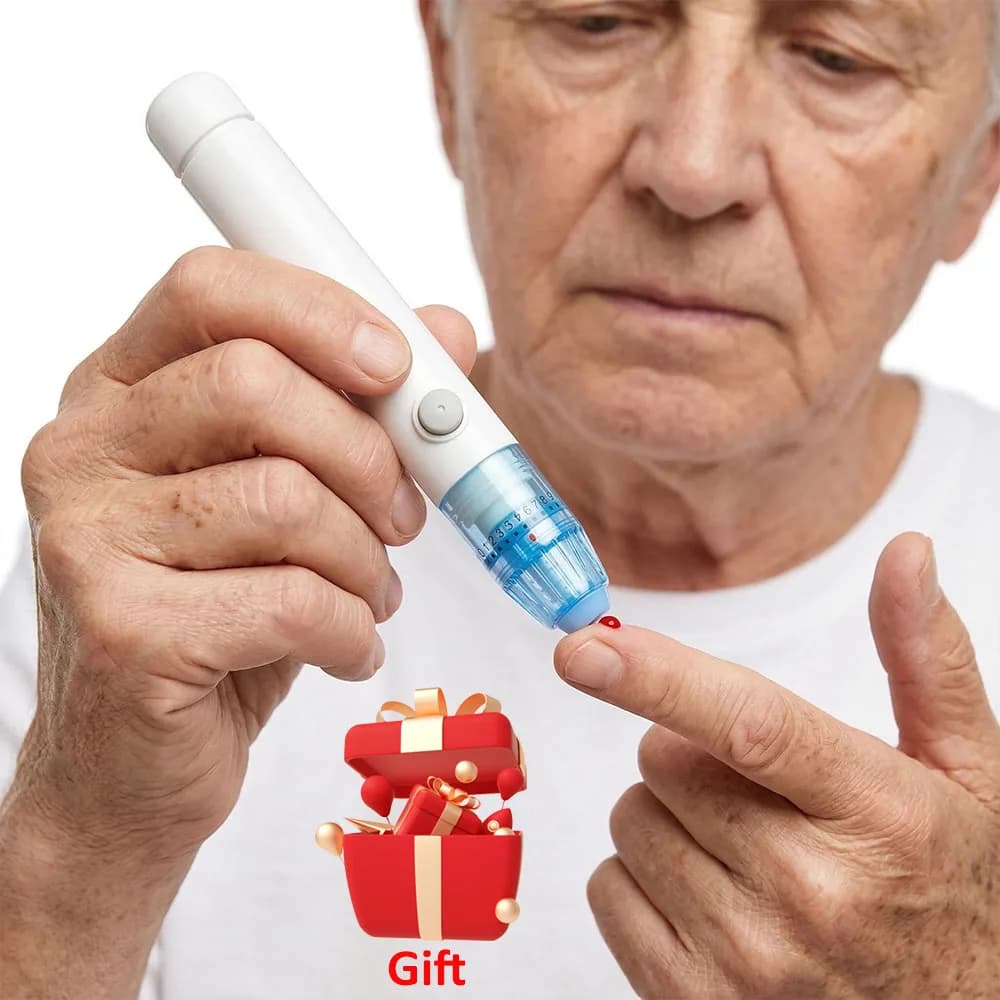 Dispositivo Indolore per Prelievo Sanguigno Sottovuoto per Test del Diabete - Test Domestici Indolore per Glicemia e Chetoni con 10 Lancette Gratuite Incluse