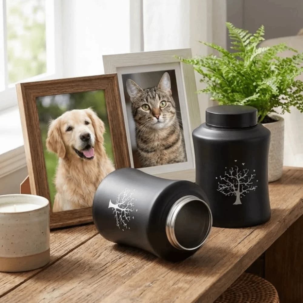 Stainless Steel Domestic Animal Ceneri urn with Cover, Waterproof Container and Sealed for Commemoration and burial
